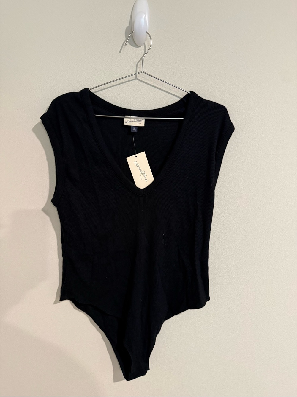 Universal Thread Black V-Neck Cap Sleeve Bodysuit